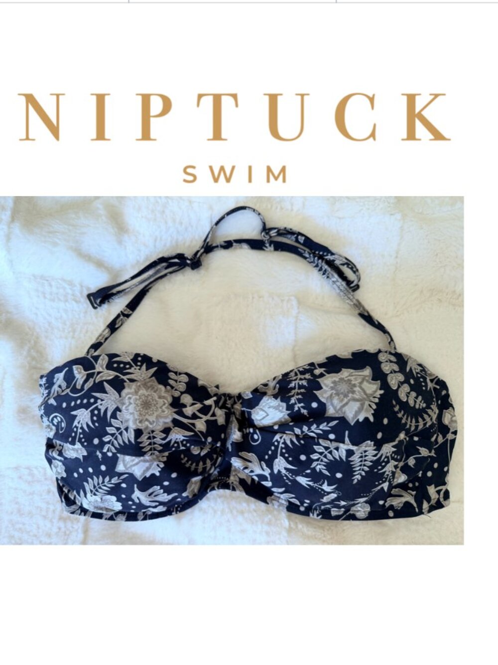 Nip Tuck Swim Jacinta Twist-Front Underwire Bandeau Bikini Top, Sz 6, Multi-Cup